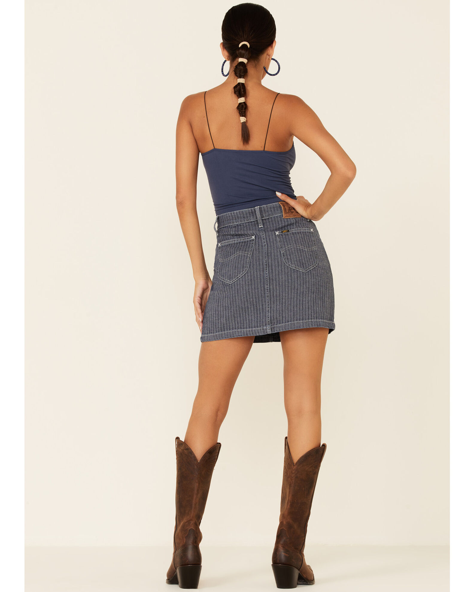 Image #4 - Lee Women's Herringbone Mini Skirt, Blue, hi-res