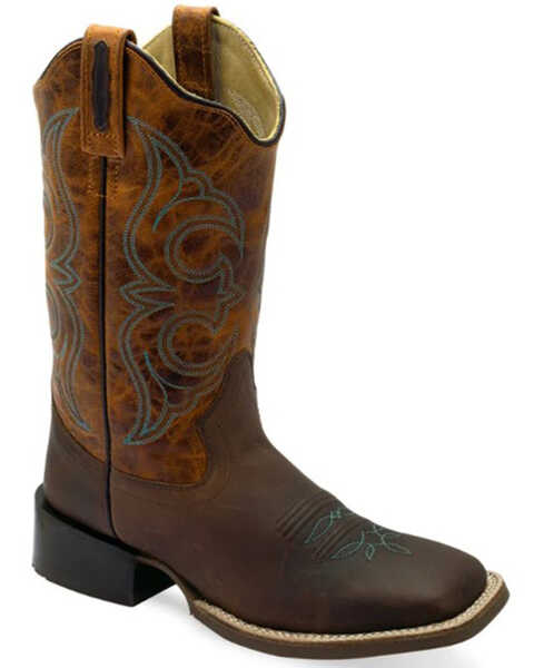 Old West Women's Western Boots - Broad Square Toe , Brown, hi-res