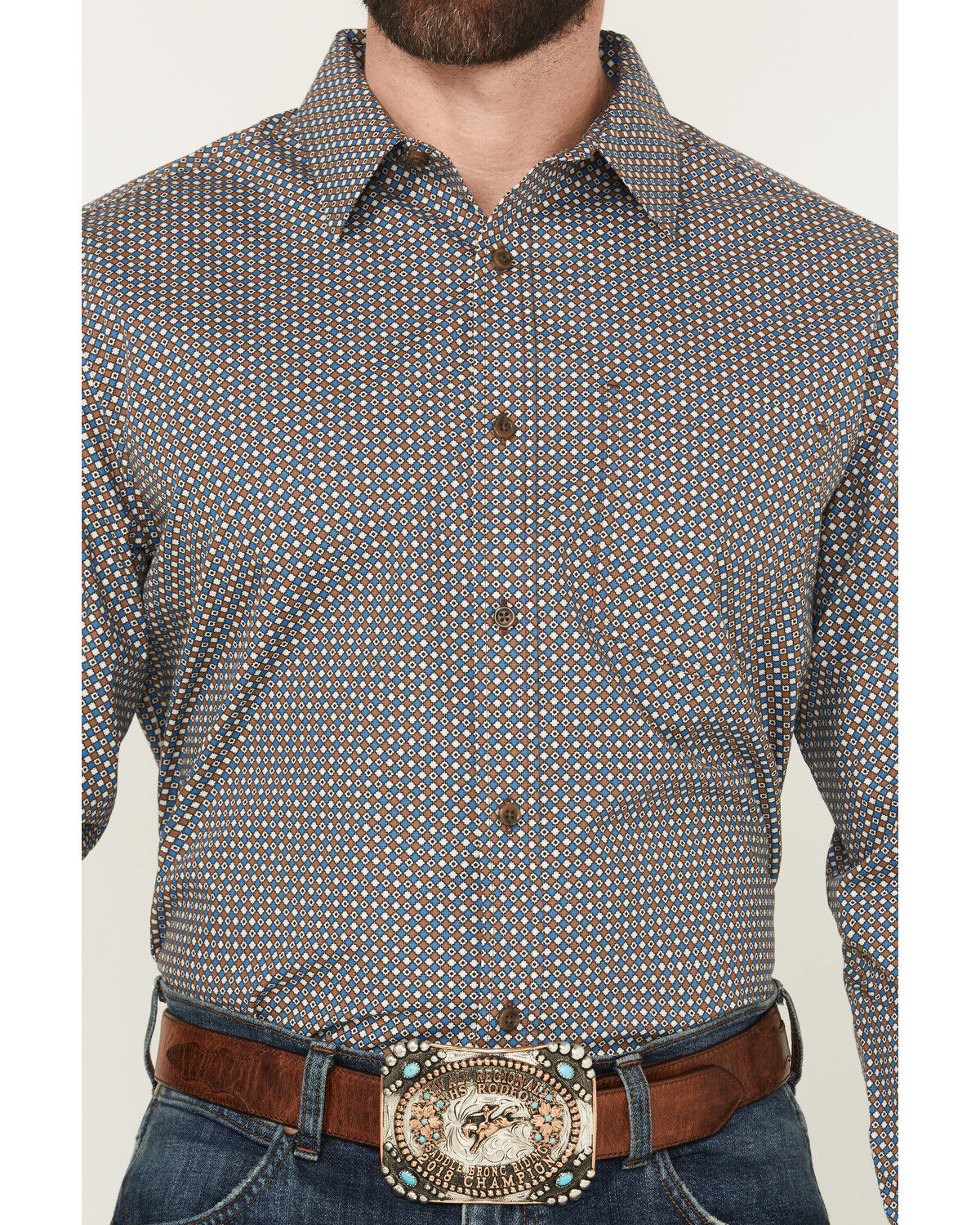 Image #3 - Gibson Trading Co Men's Orbit Geo Print Long Sleeve Button-Down Stretch Western Shirt, Blue, hi-res