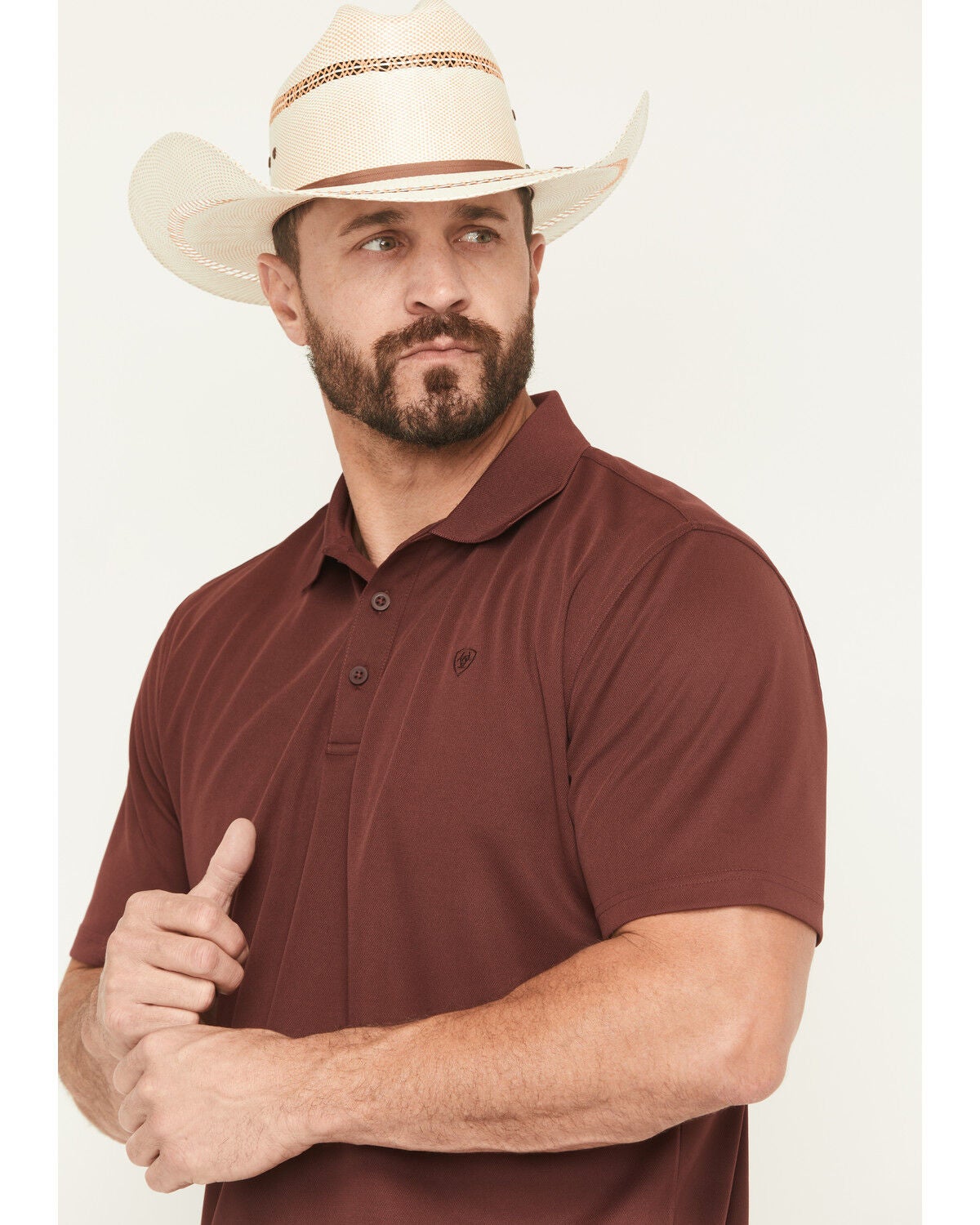 Image #2 - Ariat Men's Solid Tek Short Sleeve Polo Shirt - Big, Maroon, hi-res