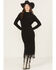Image #1 - Ariat Women's Alicia Long Sleeve Fringe Sweater Midi Dress, Black, hi-res