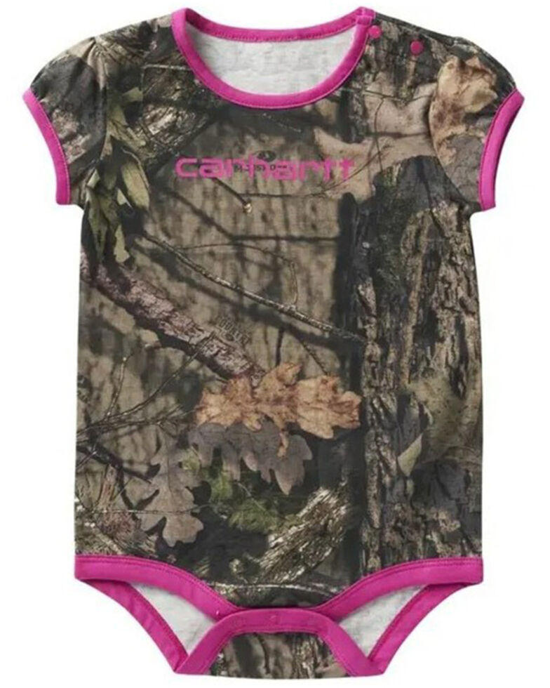 Carhartt Infant-Girls' Camo Print Logo Graphic Onesie, Camouflage, hi-res