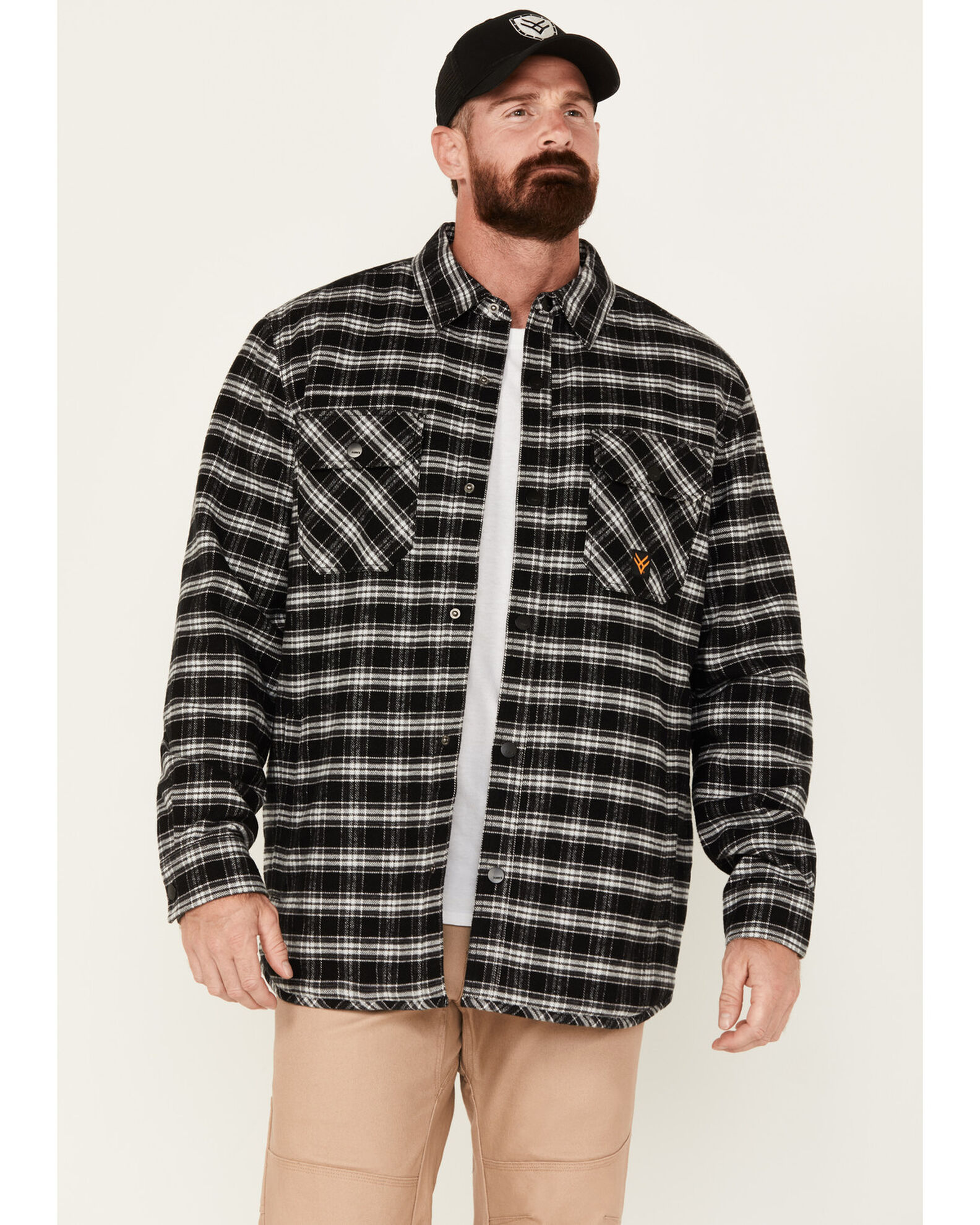 Hawx Men s Sherpa Lined Plaid Print Snap Flannel Work Jacket Sheplers