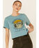 Image #3 - Cut & Paste Women's Sage Adventure Is Out There Graphic Cropped Tee , Sage, hi-res