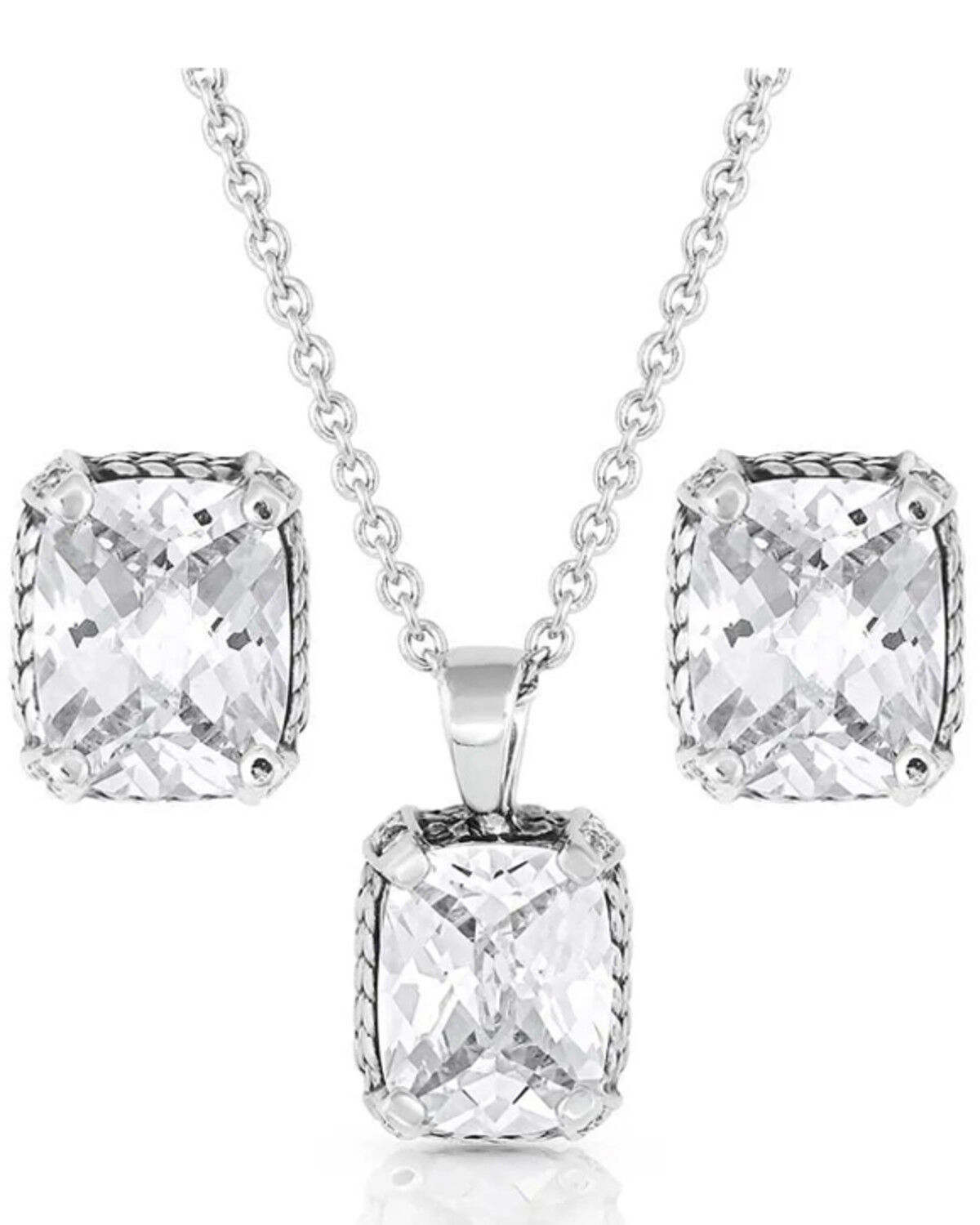 Image #1 - Montana Silversmiths Women's Star Light's Bliss Crystal Jewelry Set - 2 Piece, Silver, hi-res