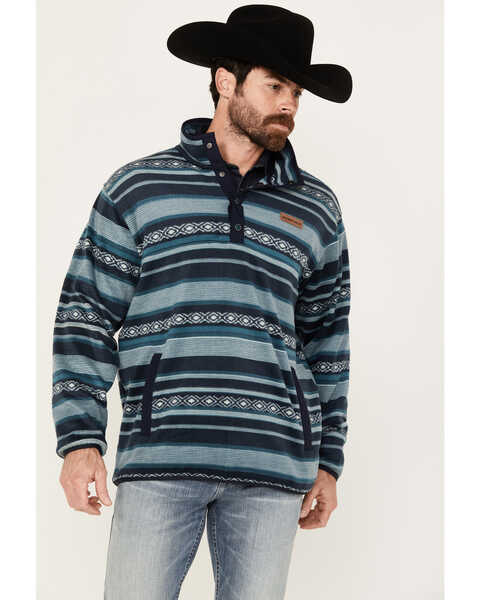 Image #1 - Cinch Men's Southwestern Striped Snap Pullover, Teal, hi-res