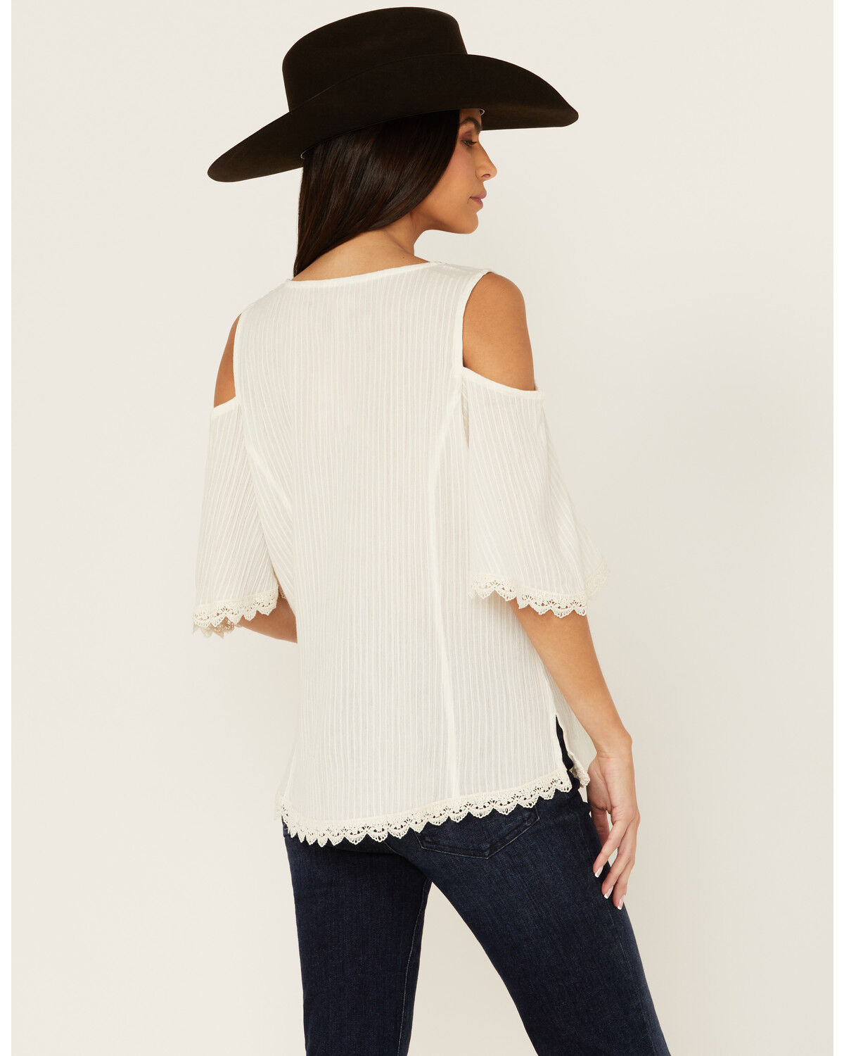 Image #4 - Shyanne Women's Short Sleeve Cold Shoulder Top, Cream, hi-res