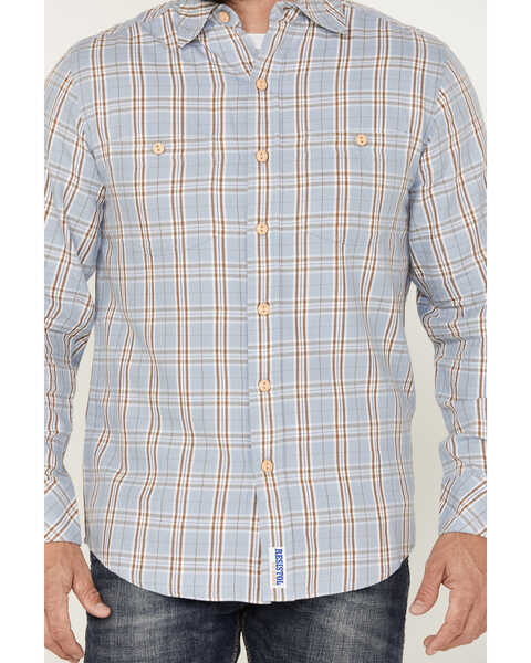 Image #3 - Resistol Men's Dakota Medium Plaid Print Long Sleeve Button Down Shirt , Light Blue, hi-res