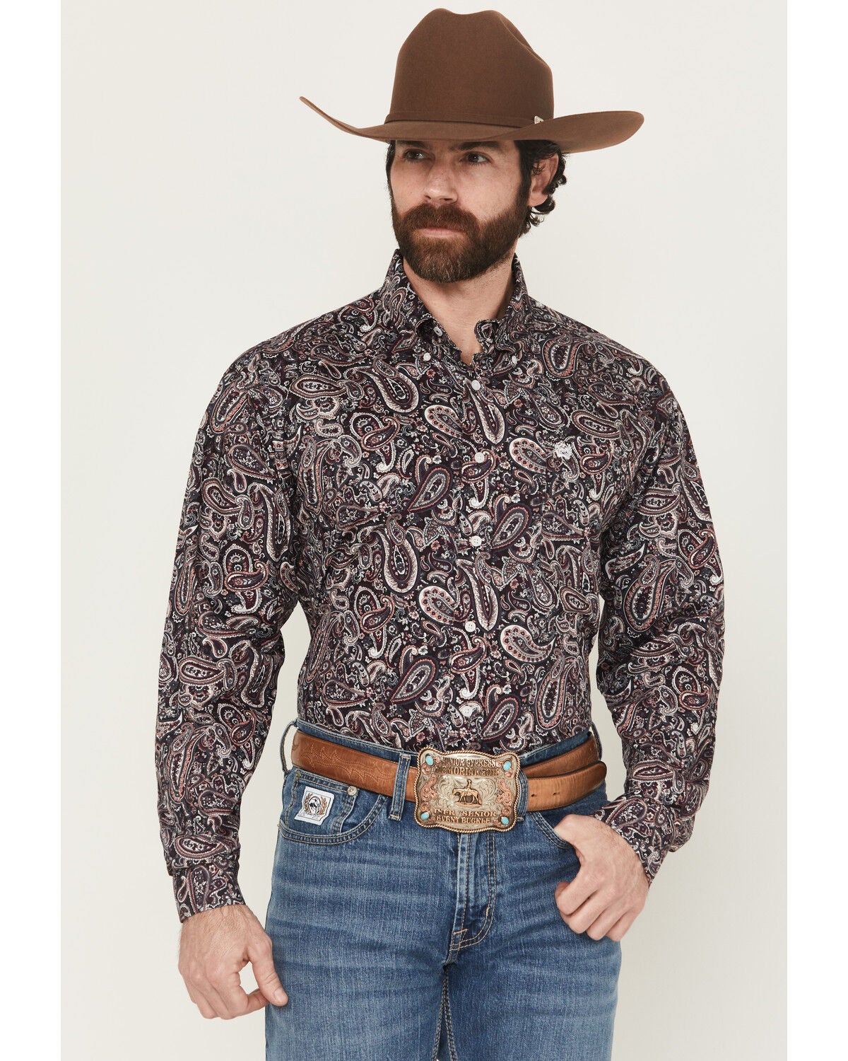 Cinch Men's Paisley Print Long Sleeve Button-Down Western Shirt, Multi, hi-res