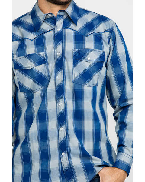 Image #4 - Cowboy Hardware Men's Royal Classic Plaid Long Sleeve Western Shirt , Royal Blue, hi-res