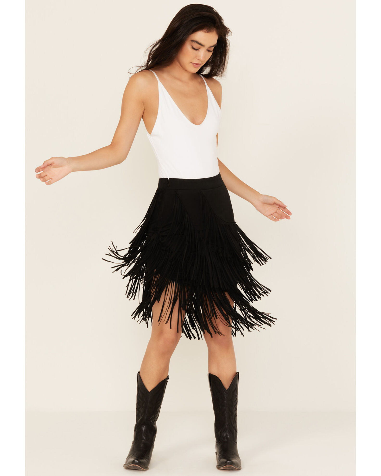 Suede mini skirt with fringe hot sale