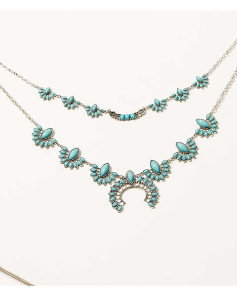 Image #1 - Shyanne Women's Cactus Rose Turquoise Layered Crescent Stone Necklace , Rust Copper, hi-res