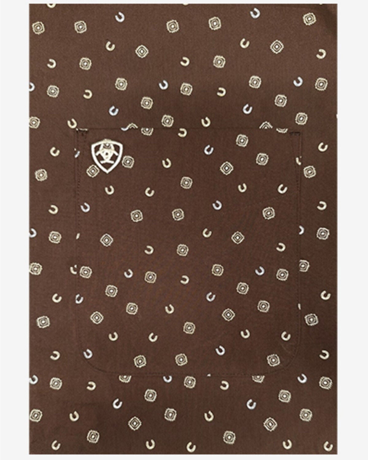 Image #3 - Ariat Men's Boot Barn Exclusive Ludwig Tossed Western Print Short Sleeve Button-Down Western Shirt, Brown, hi-res