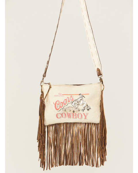 Keep It Gypsy Women's Maxine Coors Cowboy Cowhide Fringe Crossbody Bag , Brown, hi-res