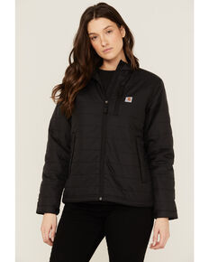 Carhartt Women's Rain Defender Relaxed Lightweight Zip-Front Insulated Work Jacket - Black , Black, hi-res