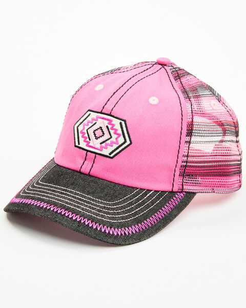 Image #1 - Trenditions Women's Catchfly Embroidered Southwestern Baseball Cap , Pink, hi-res