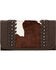 American West Women's Cow Town Pony Hair Tri-Fold Wallet , Chocolate, hi-res