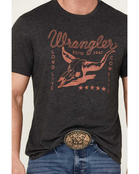 Image #3 - Wrangler Men's Steer Head Logo Short Sleeve Graphic Print T-Shirt , Charcoal, hi-res