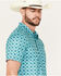 Panhandle Men's Medallion Print Short Sleeve Performance Polo, Turquoise, hi-res