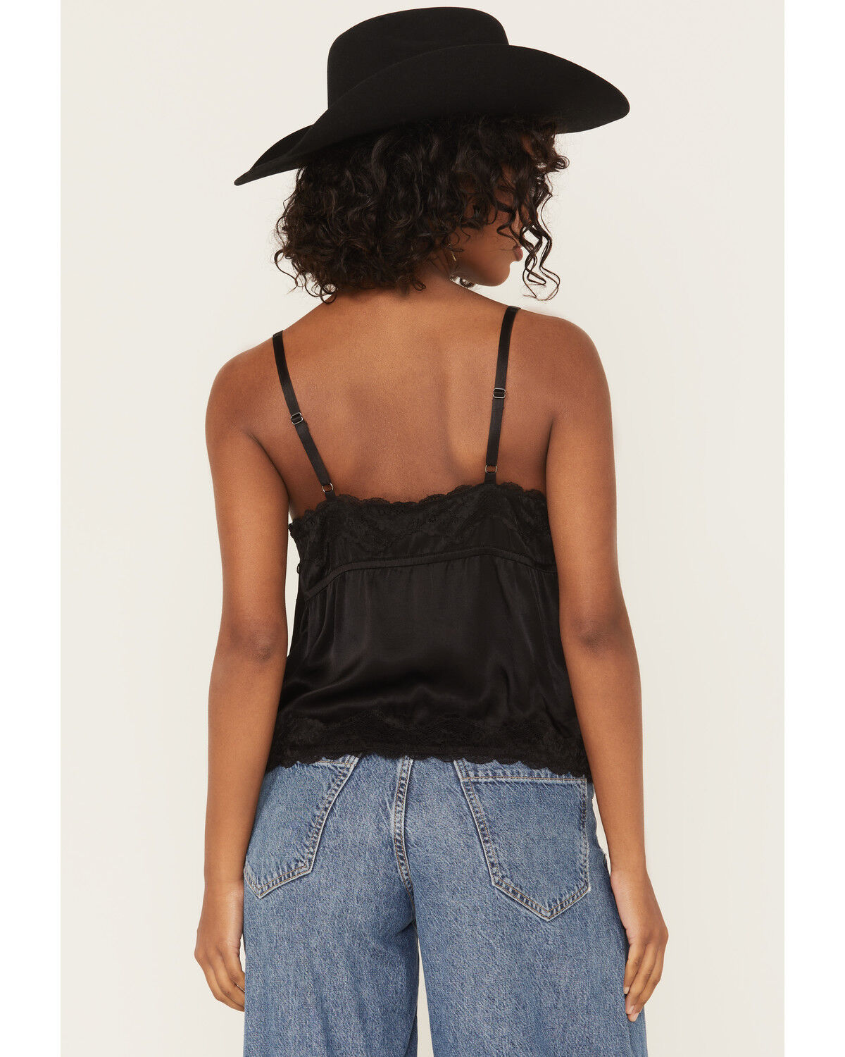 Image #4 - Shyanne Women's Lace Trim Satin Cami, Black, hi-res