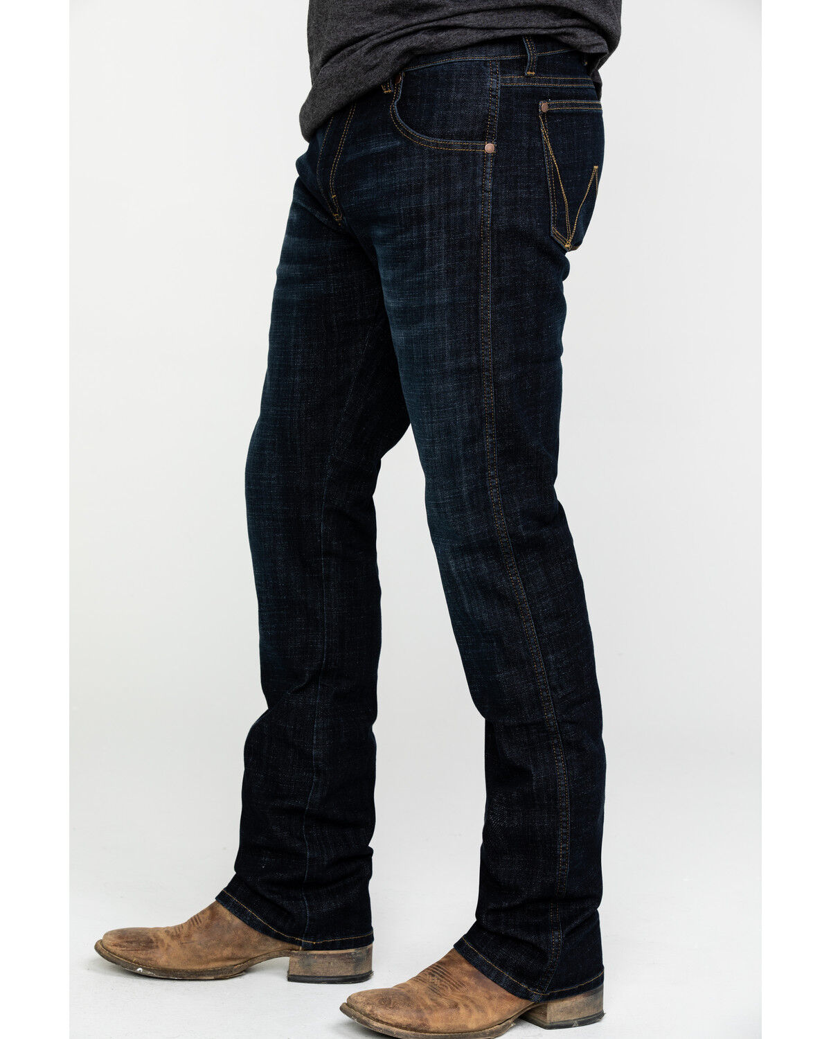 Image #3 - Wrangler Retro Men's Dax Dark Wash Slim Bootcut Stretch Denim Jeans, Indigo, hi-res