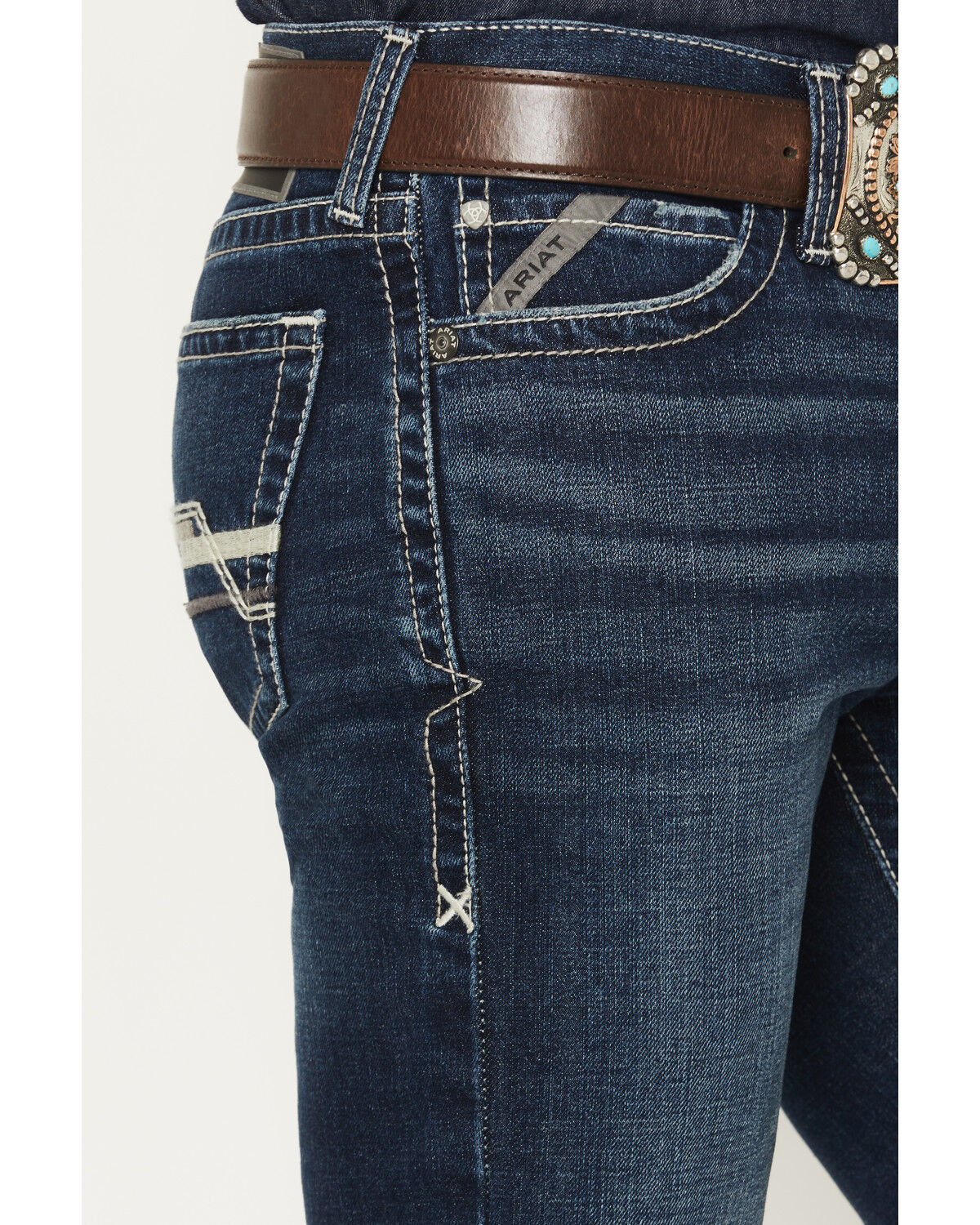 Image #2 - Ariat Men's M8 Hillcrest Matthew Dark Wash Modern Slim Straight Stretch Denim Jeans, Dark Wash, hi-res