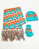 Image #2 - Panhandle Women's Southwestern Print Scarf Set - 3 Piece, Turquoise, hi-res