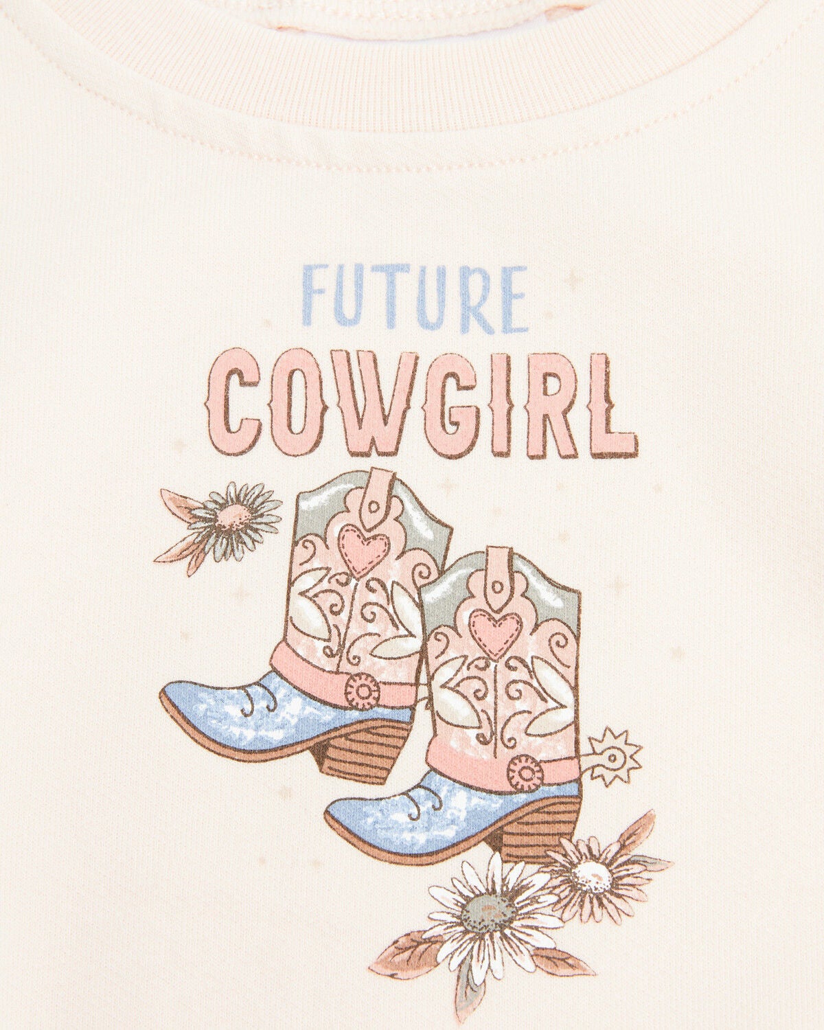 Image #2 - Angel Dear Infant Girls' Future Cowgirl Long Sleeve Snap Onesie, Peach, hi-res