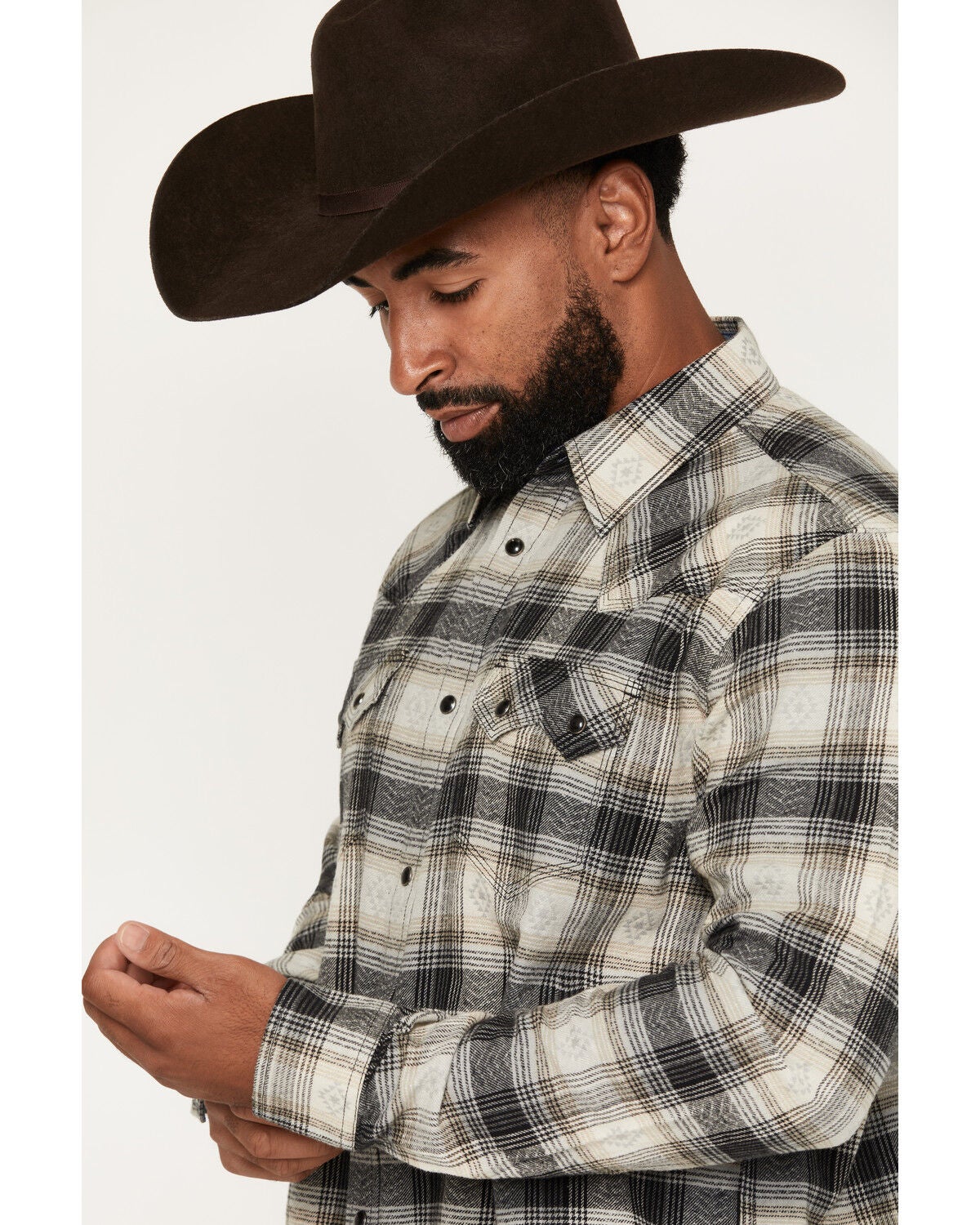 Image #2 - Moonshine Spirit&reg;&nbsp;Men's Wilderness Ridge Plaid Print Long Sleeve Snap Flannel Shirt, Black, hi-res