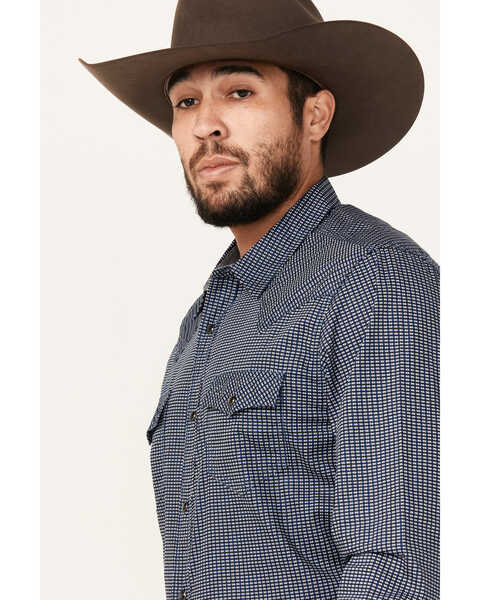 Image #2 - Cody James Men's Old West Checkered Print Long Sleeve Snap Western Shirt - Big , Dark Blue, hi-res