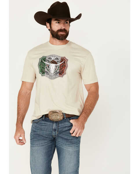 Image #1 - Cowboy Hardware Men's Mexico Buckle Short Sleeve T-Shirt, Sand, hi-res