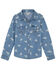 Image #1 - Wrangler Girls' Conversation Print Long Sleeve Snap Denim Western Shirt, Blue, hi-res