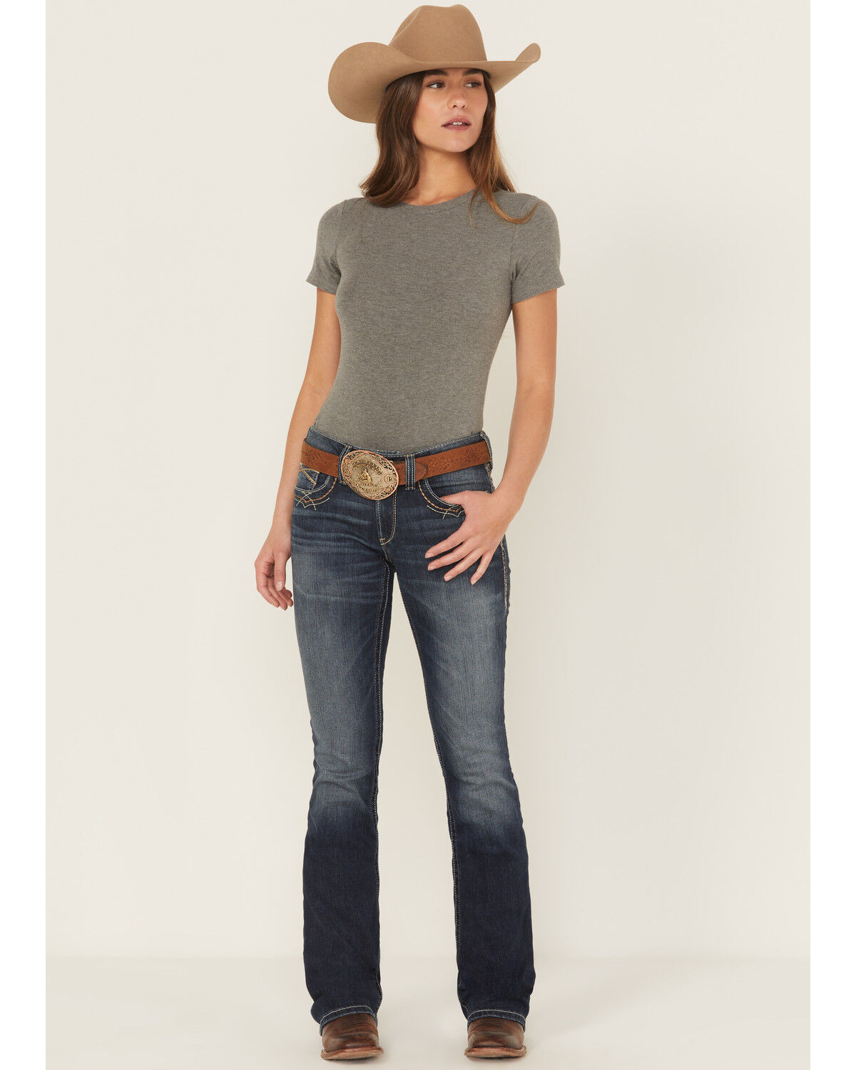 Image #1 - Ariat Women's Mid Rise Entwined Bootcut Jeans, Blue, hi-res