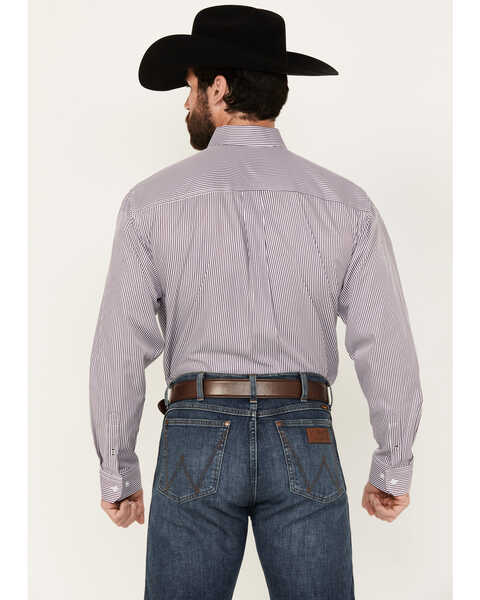 Image #4 - Cinch Men's Tencel Striped Long Sleeve Button-Down Western Shirt, Purple, hi-res