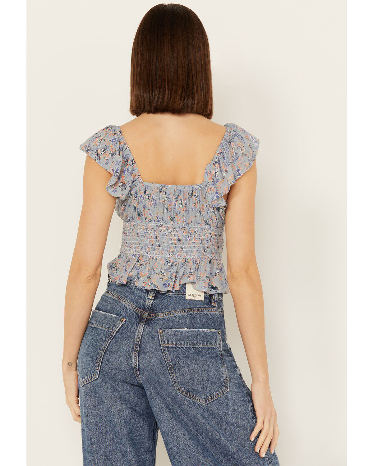 Image #4 - Rock & Roll Denim Women's Floral Flutter Sleeveless Top, Steel Blue, hi-res