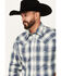 Image #2 - Stetson Men's Plaid Print Long Sleeve Pearl Snap Western Shirt, Dark Blue, hi-res