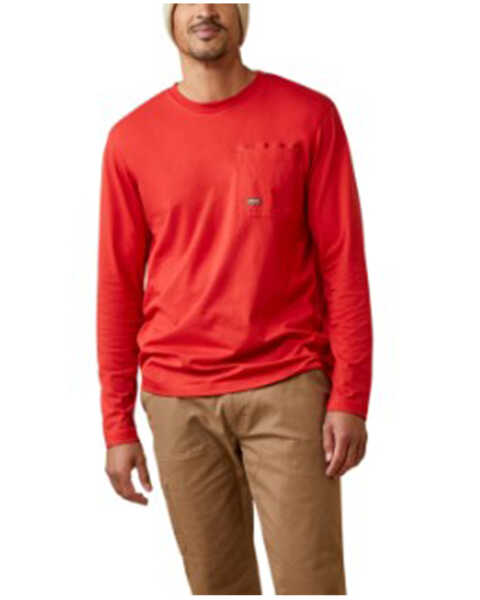 Ariat Men's Rebar Workman Reflective Flag Long Sleeve T-Shirt, Red, hi-res