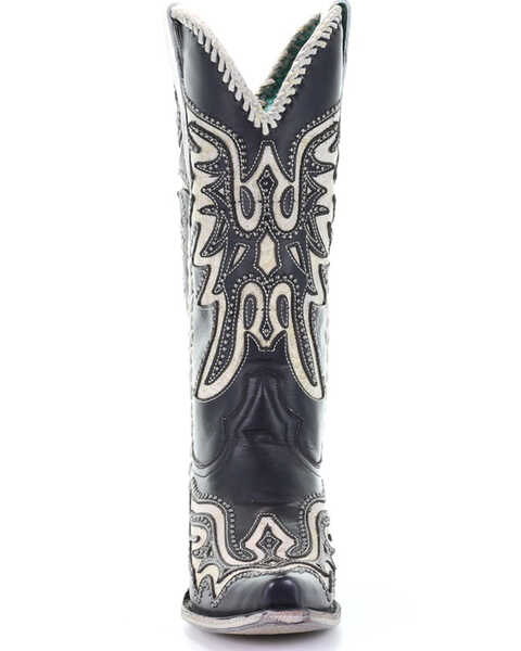 Image #5 - Corral Women's Black & White Inlay Western Boots - Snip Toe, , hi-res