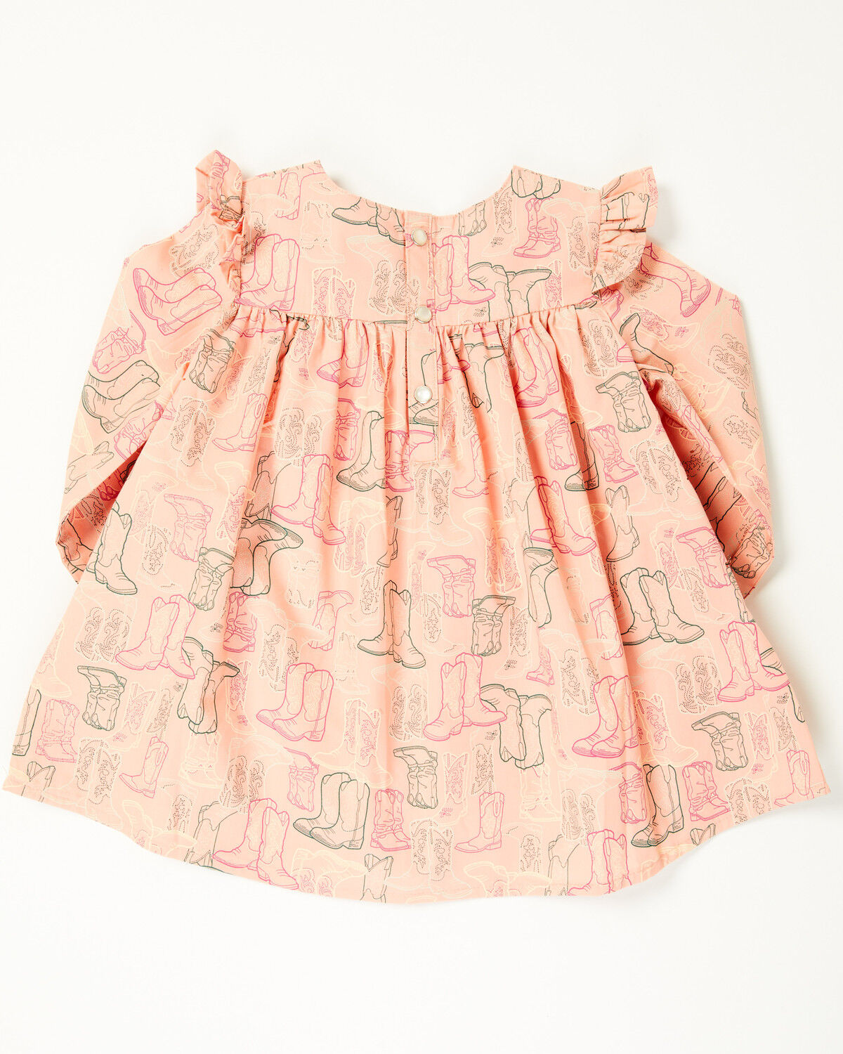 Image #3 - Wrangler Infant Girls' Printed Long Sleeve Snap Dress and Diaper Cover - 2 Piece, Pink, hi-res