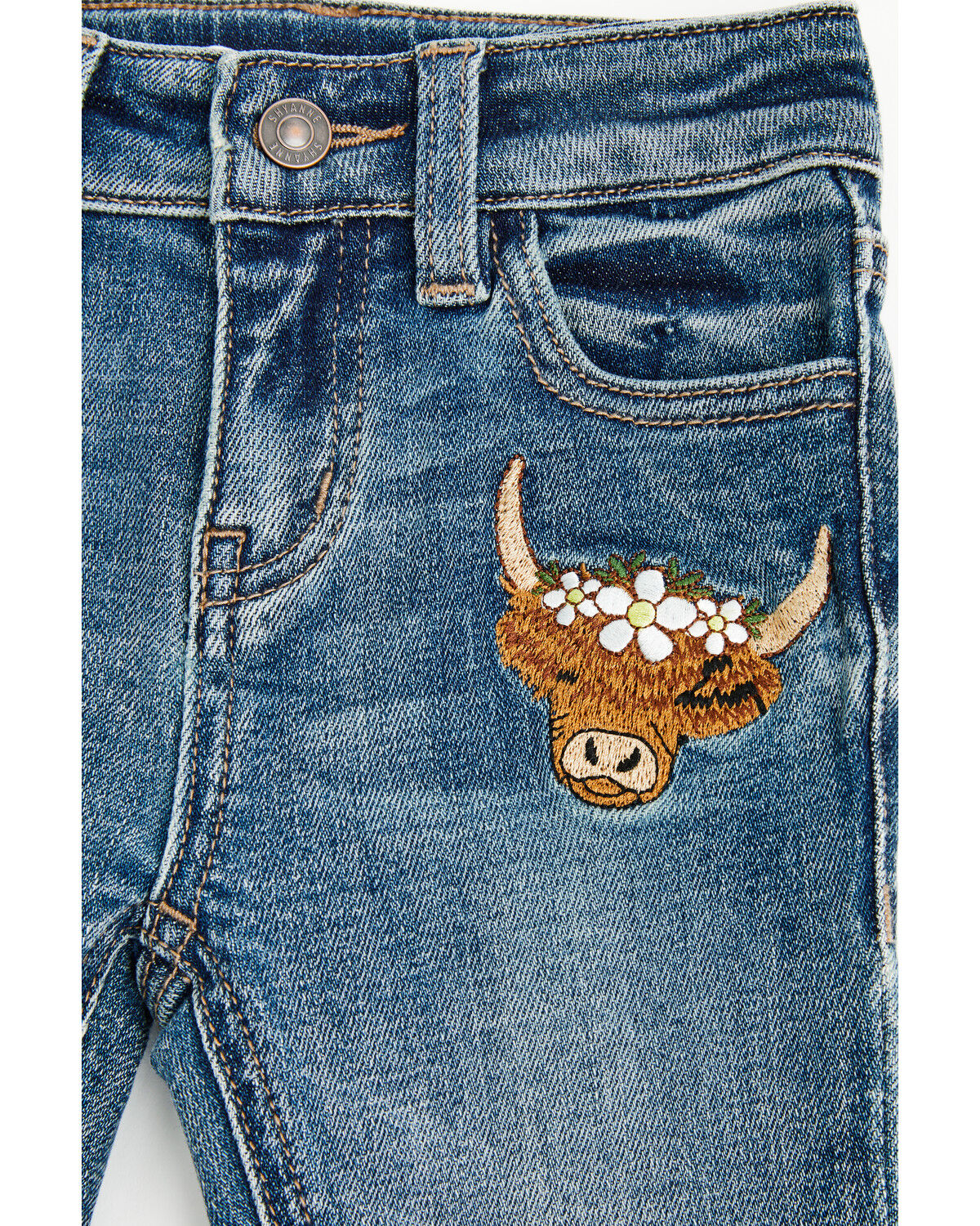 Image #3 - Shyanne Toddler Girls' Cass Patchwork Mid Rise Bootcut Stretch Denim Jeans, Medium Wash, hi-res