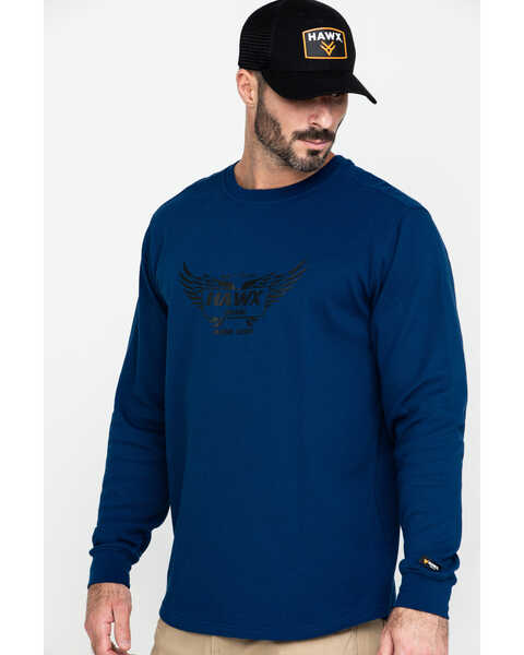  Hawx Men's Wings Graphic Thermal Long Sleeve Work T-Shirt - Big & Tall , Blue, hi-res