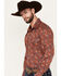 Image #2 - Rock & Roll Denim Men's Paisley Print Long Sleeve Snap Stretch Western Shirt, Dark Orange, hi-res