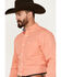 Ariat Men's Wrinkle Free Winston Plaid Print Button-Down Long Sleeve Western Shirt, Coral, hi-res