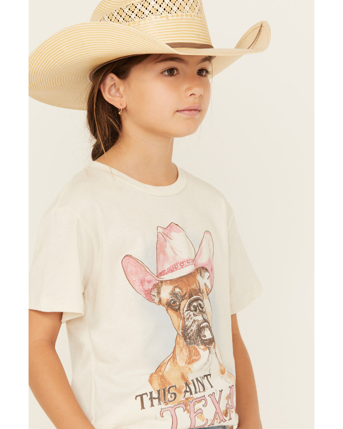 Image #2 - La La Land Girls' This Ain't Texas Short Sleeve Graphic Tee, Cream, hi-res