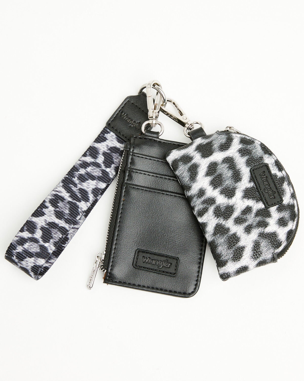 Image #2 - Wrangler Women's Boot Barn Exclusive Leopard Print Keychain Coin Wallet, Black, hi-res