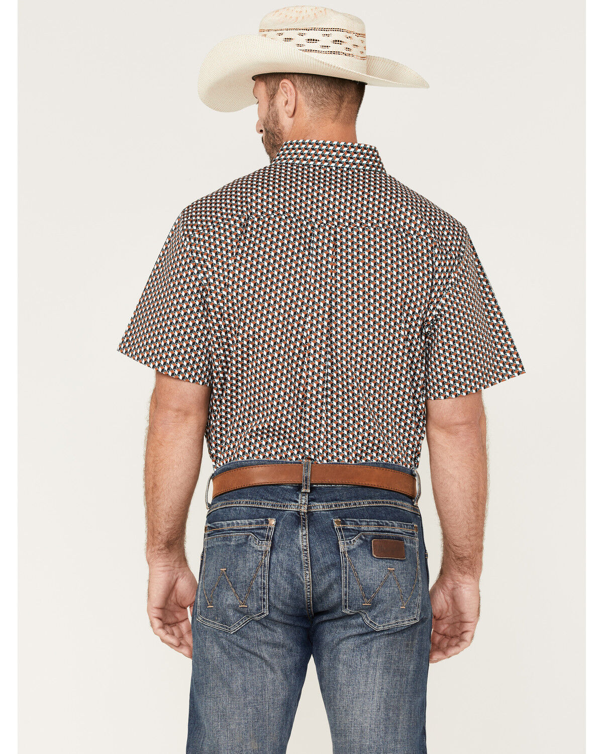Image #4 - RANK 45® Men's Turbo Geo Print Button-Down Western Shirt, Brown, hi-res