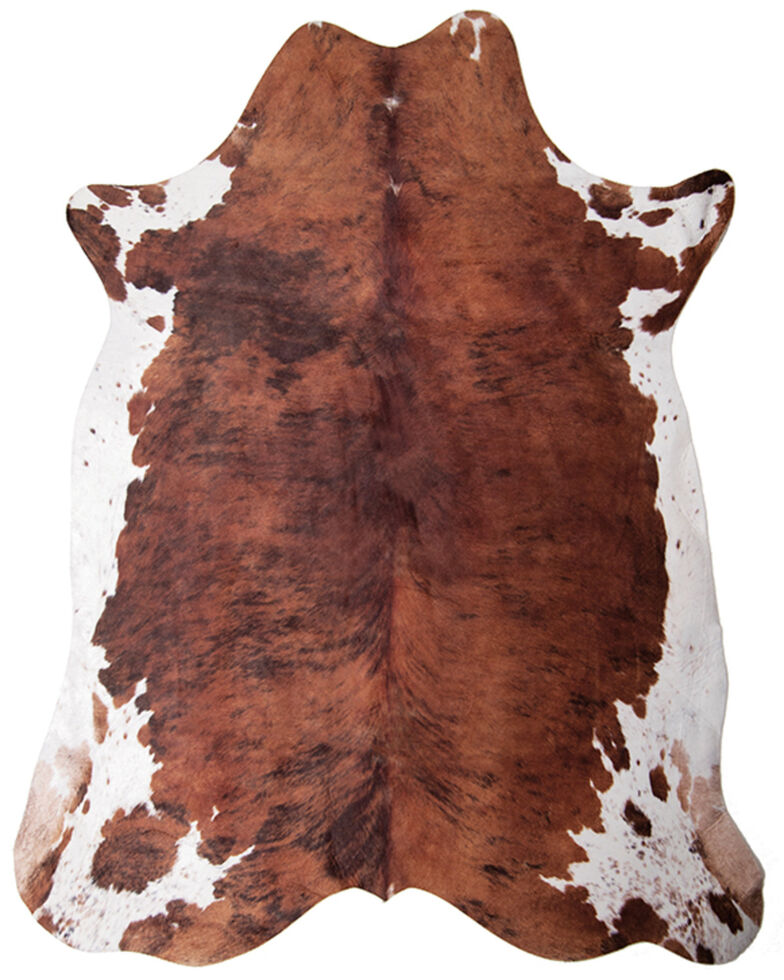 Carstens Home Small Faux Cowhide White Belly Rug, Brown, hi-res