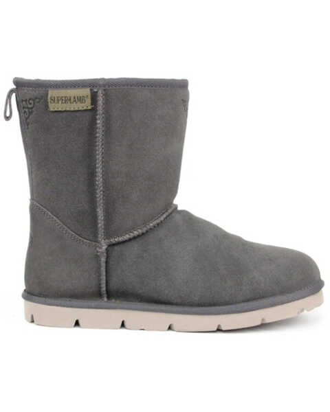 Image #2 - Superlamb Women's Argali 7.5" Suede Leather Pull On Casual Boots - Round Toe , Charcoal, hi-res