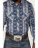 Rock & Roll Denim Men's Vertical Southwestern Stripe Long Sleeve Snap Western Shirt , Blue, hi-res