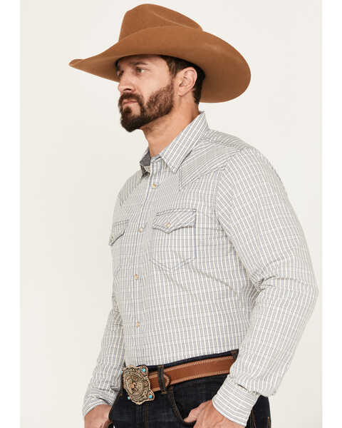 Image #2 - Cody James Men's Jackrabbit Plaid Print Long Sleeve Pearl Snap Western Shirt, Tan, hi-res